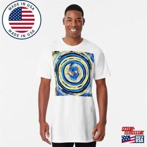Blue And Yellow Abstract Circles Art Long T-Shirt